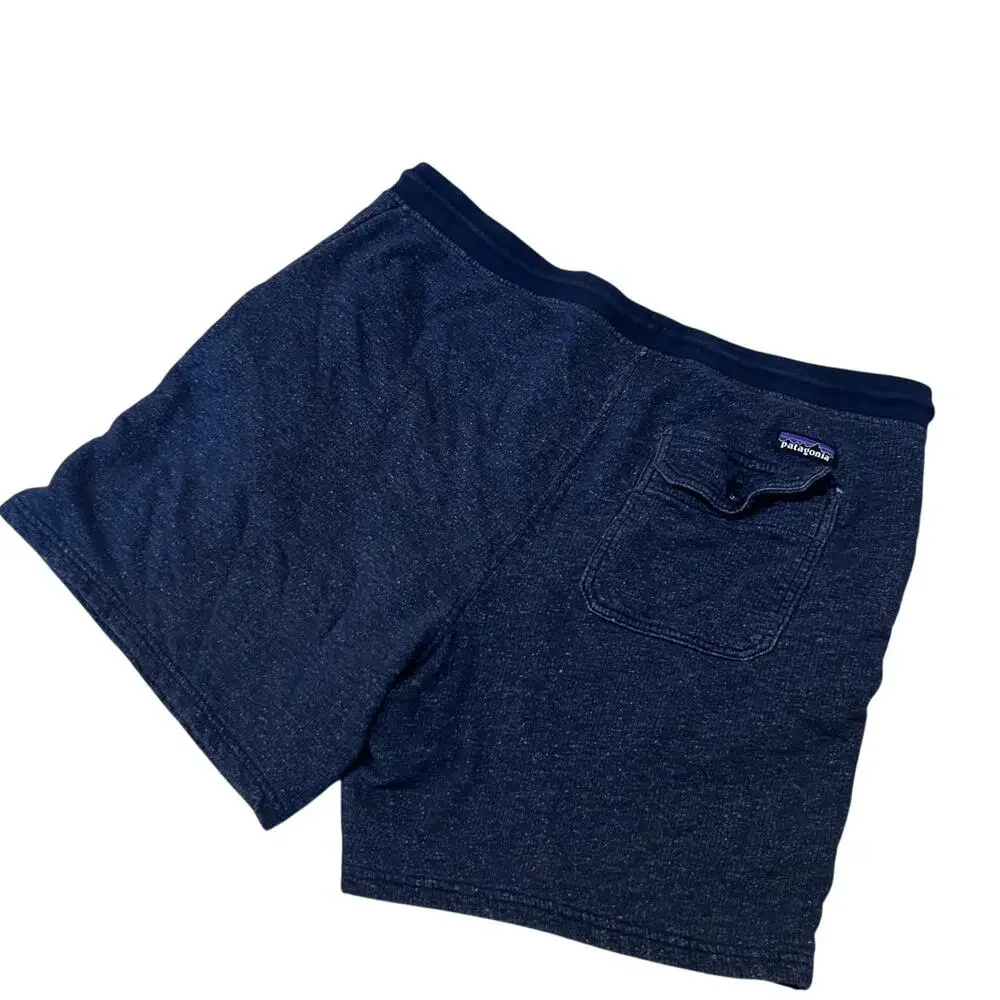Patagonia Heather Blue Organic Cotton Blend Drawstring Athletic Shorts Mens XL